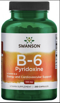 Swanson Vitamin B-6 Pyridoxine (100 mg, 250 Capsules)