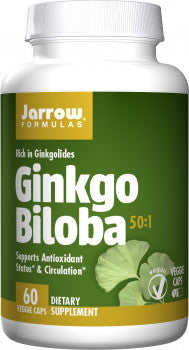 Jarrow Ginkgo Biloba 50:1 (60 mg, 60 Vegan Capsules)