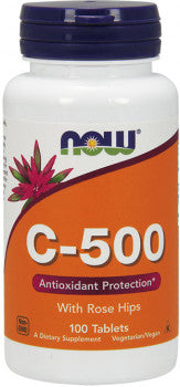 Now Foods Vitamin C-500 (with Rose Hips, 100 Tablets)